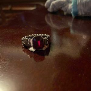 silver and red ring